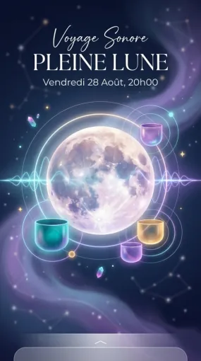 voyage sonore pleine lune de l'esturgeon, Porto-Vecchio, Cabinet Fleur de Vie
